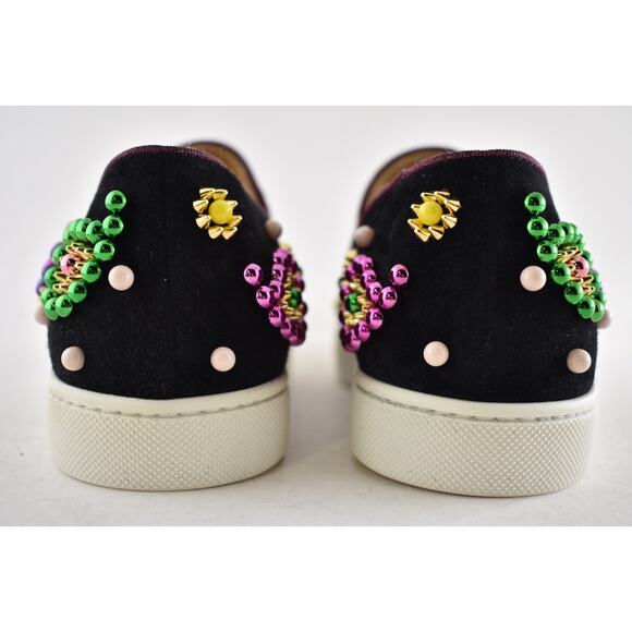 Christian Louboutin Boat Candy Flat Black Beaded Low Top Slip On Sneaker 36.5 - Picture 12 of 13